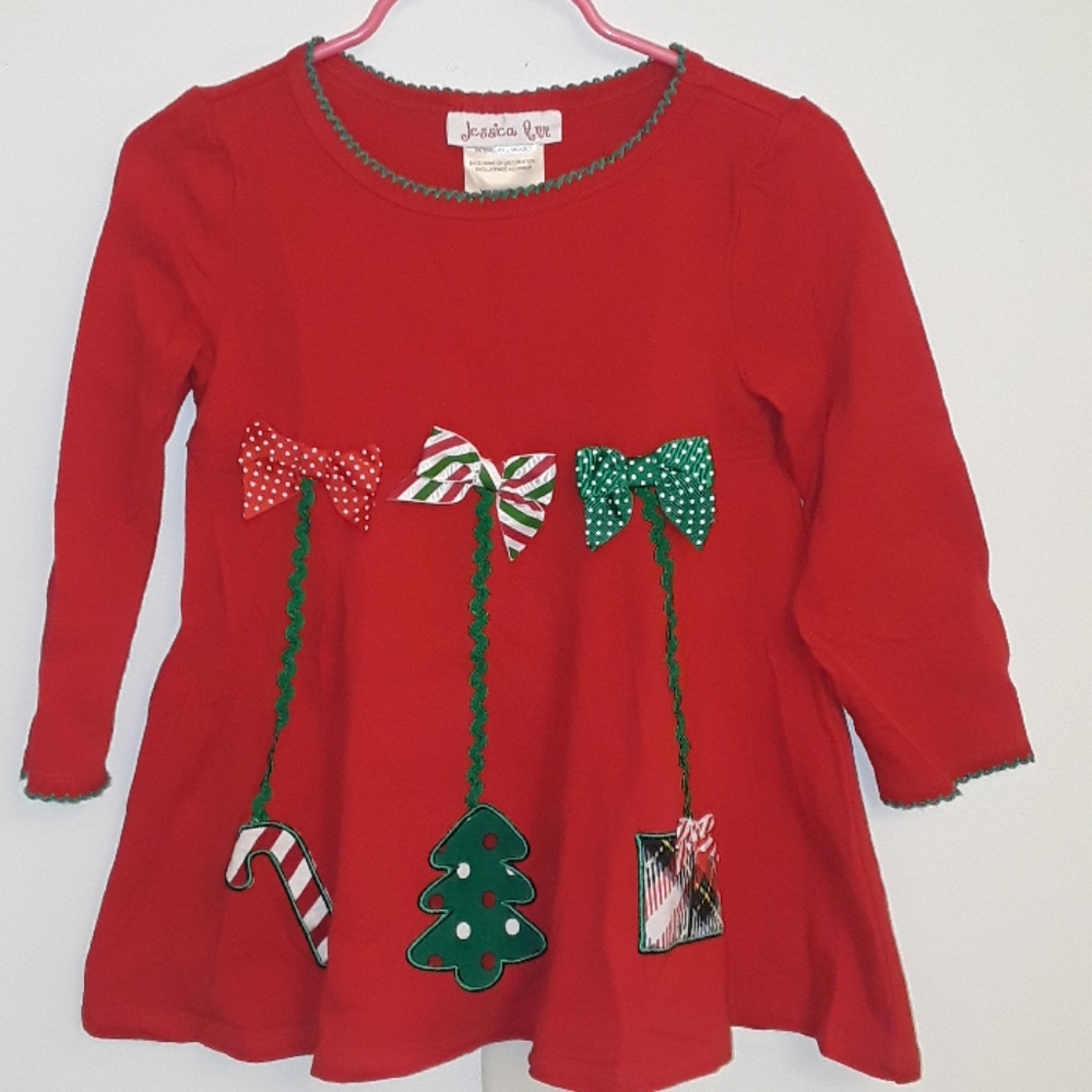 Christmas Holiday Ornament Bow Shirt Size 4T